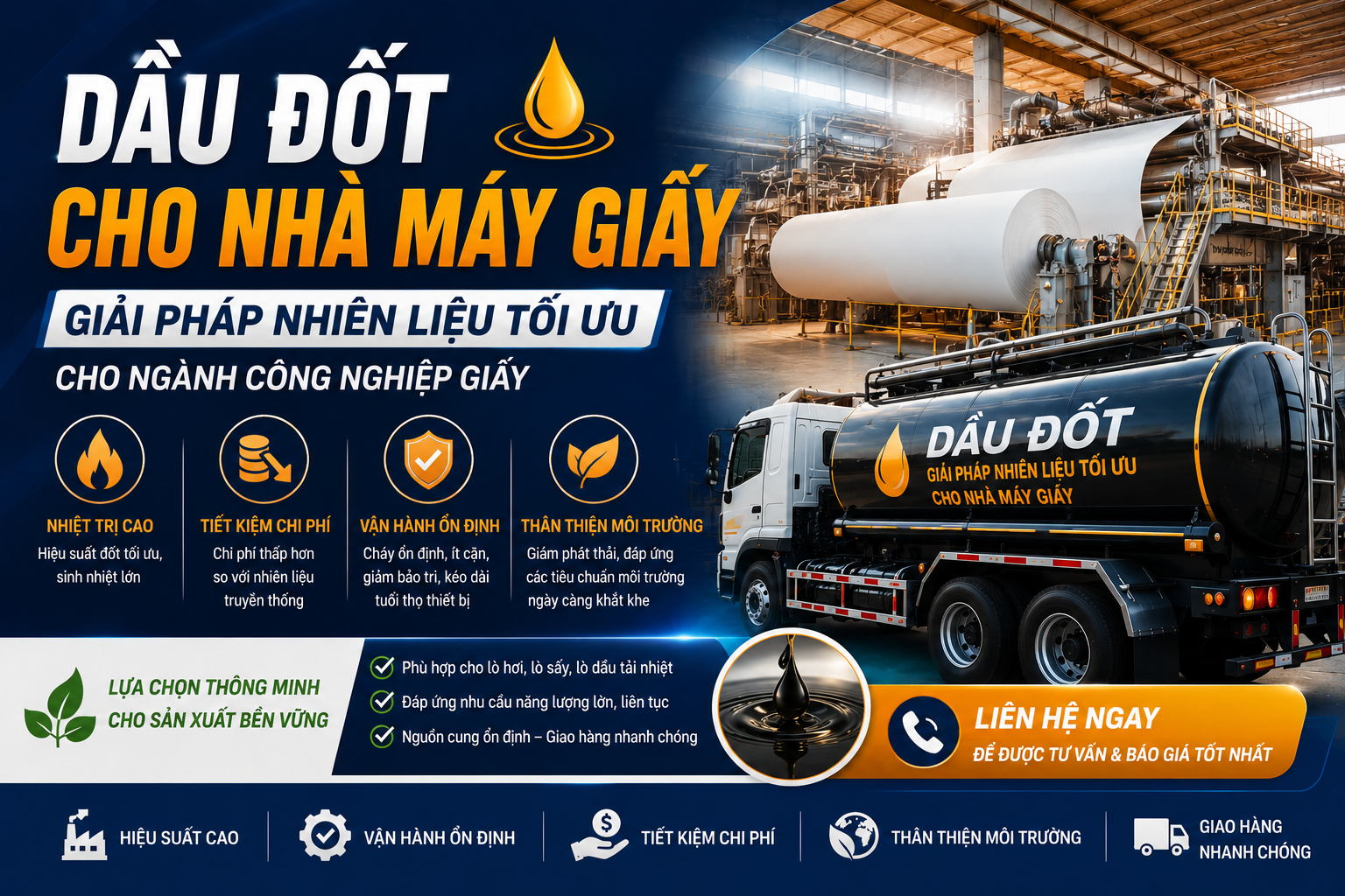 Dầu đốt cho nhà máy giấy